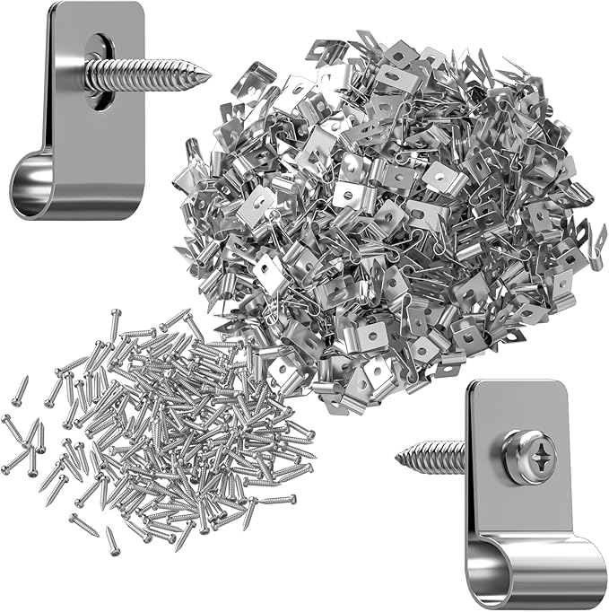 100 Pack Electric Fence Wire Clips with Screws – Stainless Steel Clamps for Mounting 12-16 Gauge Welded Wire to Wood or Metal Posts