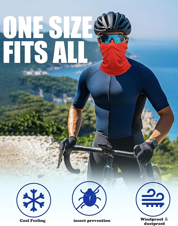 JHYWELL Cooling Neck Gaiter Face Mask, UV Protection Masks Gator, Windproof Bandana for Skiing, Fishing, Hiking, Cycling