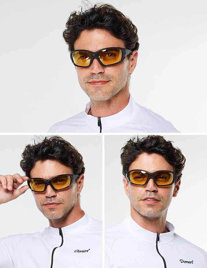 BIRCEN Night Vision Glasses for Driving: Running Cycling Sport Night Anti Glare Yellow Glasses for Men Women