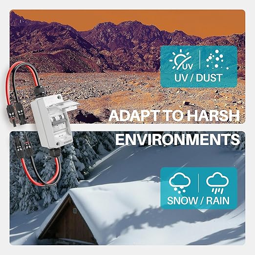 Solar Panel Disconnect Switch，1000V 10Amp Solar Breaker， IP65 Outdoor Solar Breaker Box and Solar Disconnect Switch with PV Cable (DC1000V 10Amp)