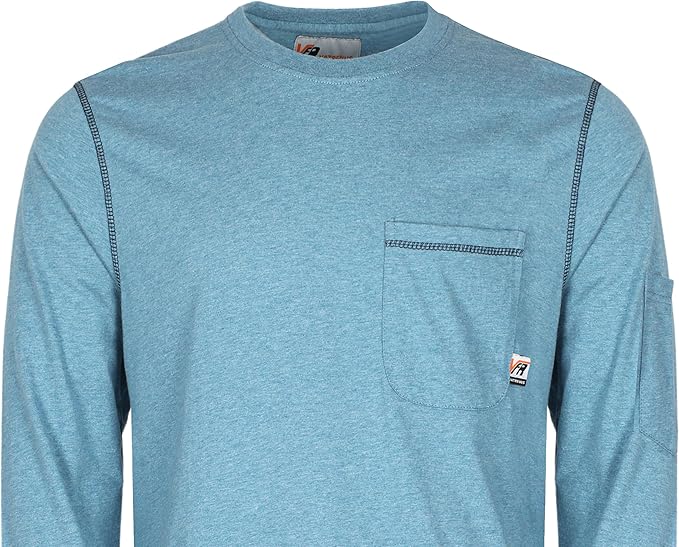 VATRENUS FR Shirts Crewneck 5.5oz Lightweight Flame Resistant 100% Cotton Men's Pre-Washed Fire Retardant Workwear