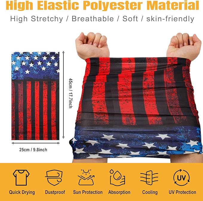 HONGTEYA 6 Pack Summer Neck Gaiter, UV Protection Cooling Face Mask, Breathable Bandana Head Scarf for Men Women