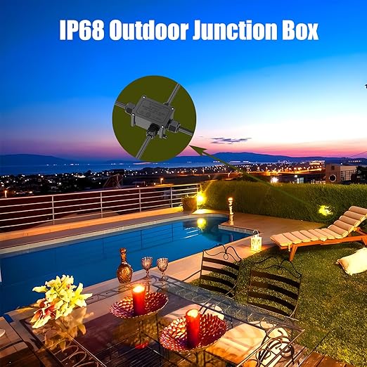 4 Way IP68 Waterproof Junction Box, 2 Pack Outdoor Electrical Terminal Block with Screwdriver, for Landscape Lighting, Garden Lights, LED Displays, Solar and Marine Applications