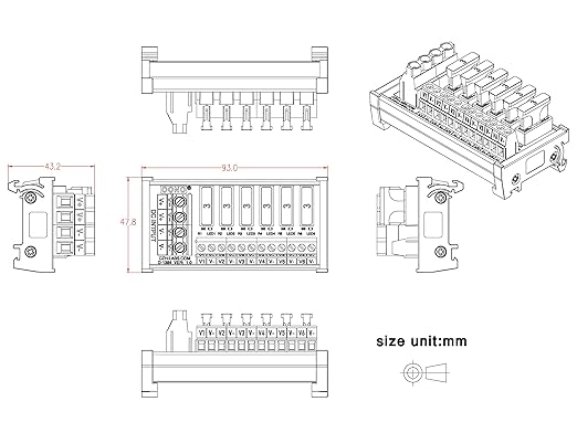 DC Power Fuse Distribution Strip Module (6 Position, DIN Rail Mount)