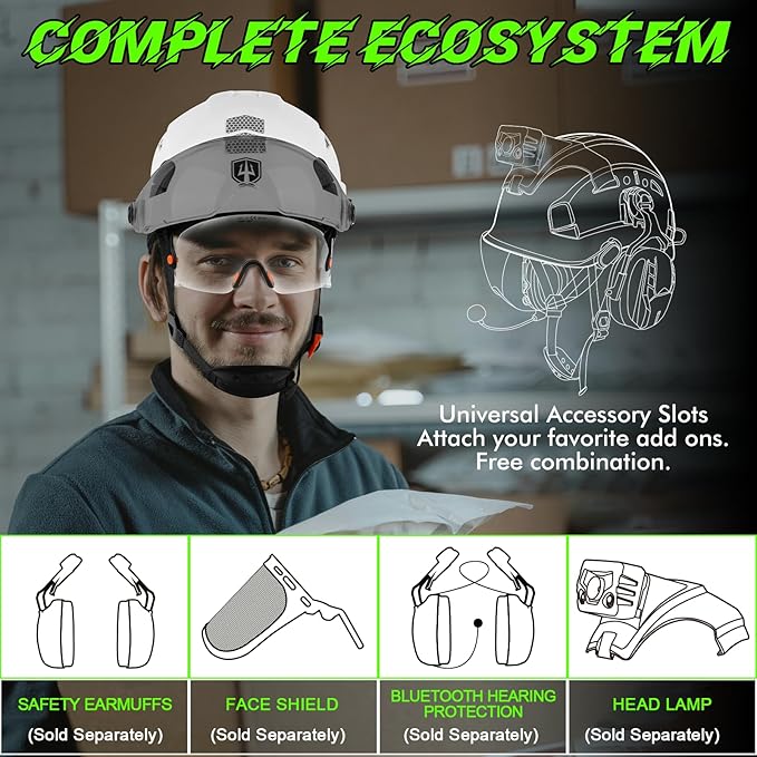 GREEN DEVIL Safety Hard Hat with Tinted & Clear Visor Vented Construction Helmet Cascos de Construccion ABS Work hardhats for Men