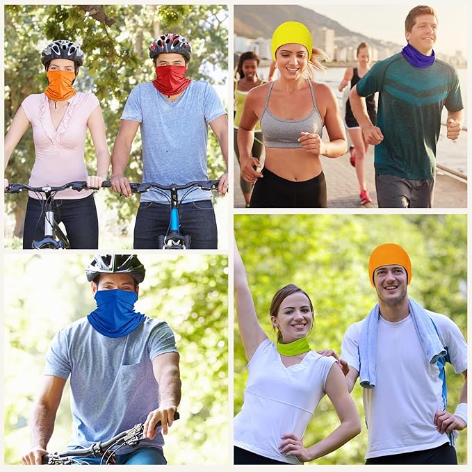 Geyoga 6 Pieces Summer UV Protection Cooling Neck Gaiter Face Clothing Neck Gaiter Mask Scarf Sunscreen Breathable Bandana