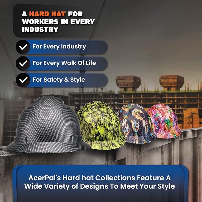 Acerpal Full Brim Vented Camo Design Matte Finish OSHA Construction Hard Hat with 6-Point Suspension