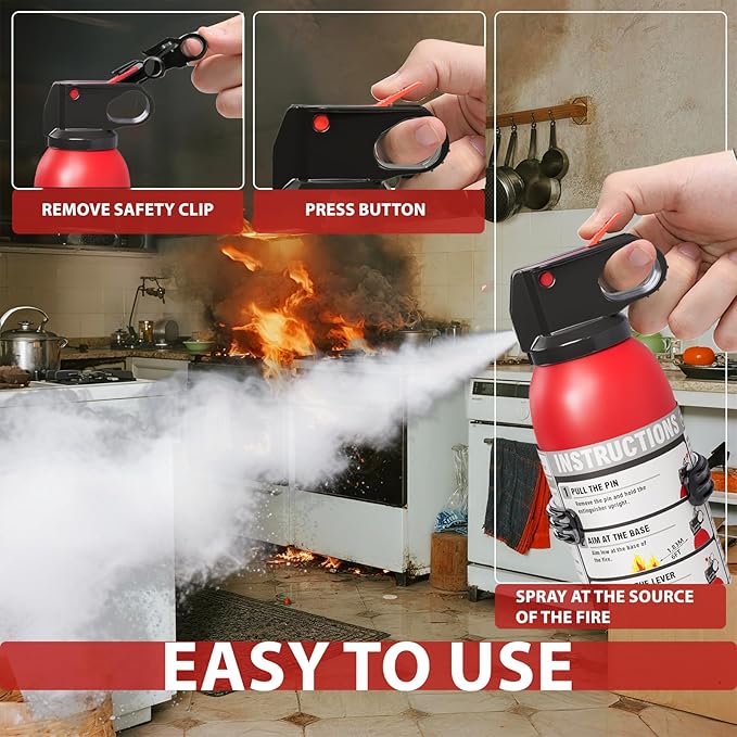 Small Fire Extinguisher for Home & Car – (2-Pack, 1.32lb Each) Portable Dry Chemical Fire Extinguishing Spray | For Kitchen Grease, Electrical, Vehicle & Garage Fires, Easy to Use