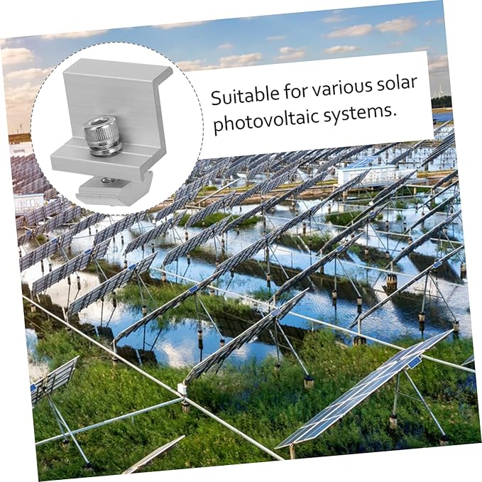 POPETPOP 12pcs Solar Panel Bracket Clips Metal Fixed Clamp for Solar Panel Installation Easy to Use Side Pressure Components for Outdoor Photovoltaic Systems