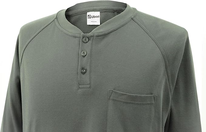 Ubon FR Shirts for Men Welding Shirt Flame Resistant Long Sleeve Work Shirts 6.5 Oz FR Clothing