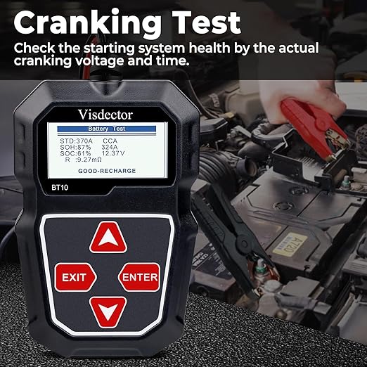 BT10 Car Battery Tester 12V 100-2000 CCA Digital Battery Load Tester, Automotive Alternator Starter Tester, Auto Battery Analyzer for Car, SUV, Light Truck, Boat