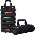 Portable Foldable Roll Up Tool Bag Organizer with 5 Compartments & 2 Detachable Pouches, Heavy Duty Waterproof Tool Pouch Bag for Secure Tool Storage, Tool Roll for Dad Men Electrician Mechanic Gifts