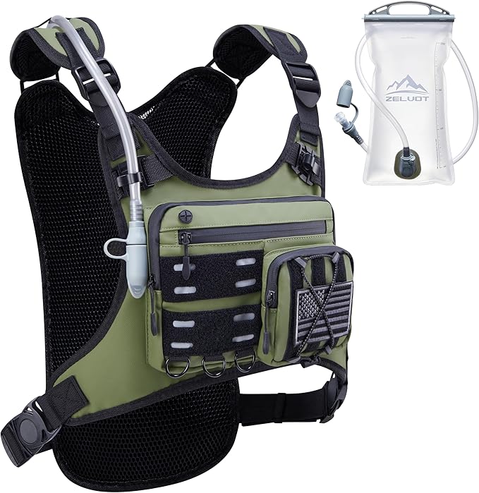 Running Vest with 2L Water Bladder, Hydration Backpack, USA Original Patent, Lightweight Hydration Pack with Gear Holder, Reflective Chest Pack for Men Women for Marathon
