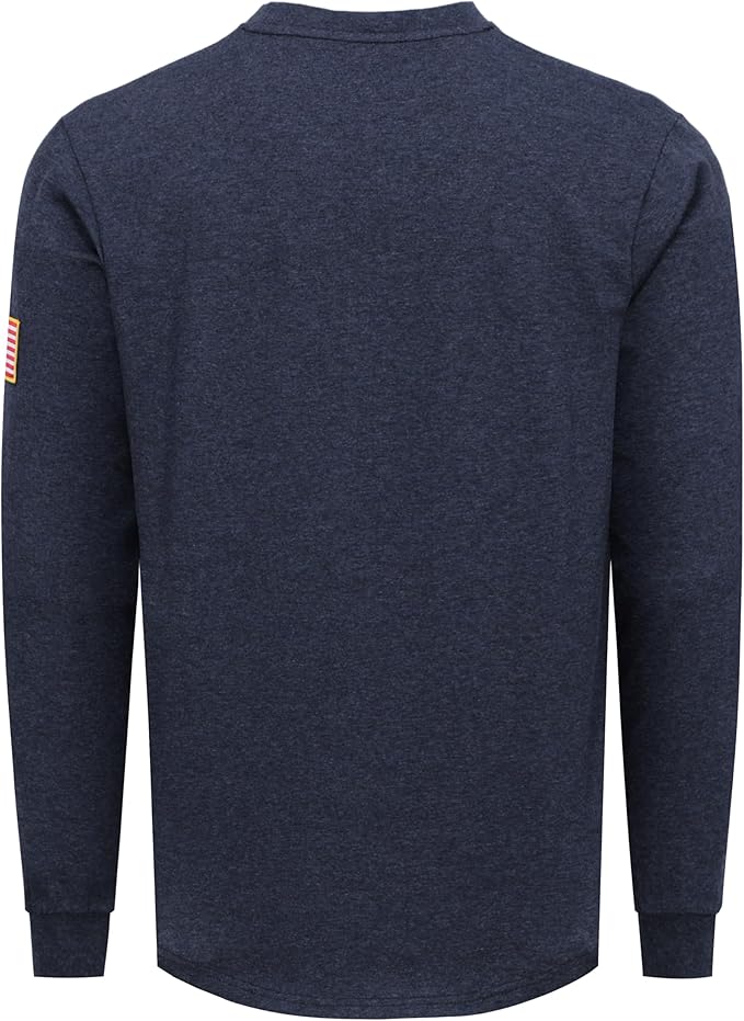 VATRENUS FR Shirt for Men Crewneck Midweight Utility Pocket Fire Resistant Long Sleeve Work Shirts NFPA2112 CAT2