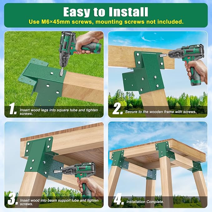 BeneLabel 4Pack Deer Blind Brackets 4x4 Heavy Duty Deer Stand Bracket Compound Angle Brackets for Tree Stand, Raised Platform, Tree House, Swing Set, Deers Station