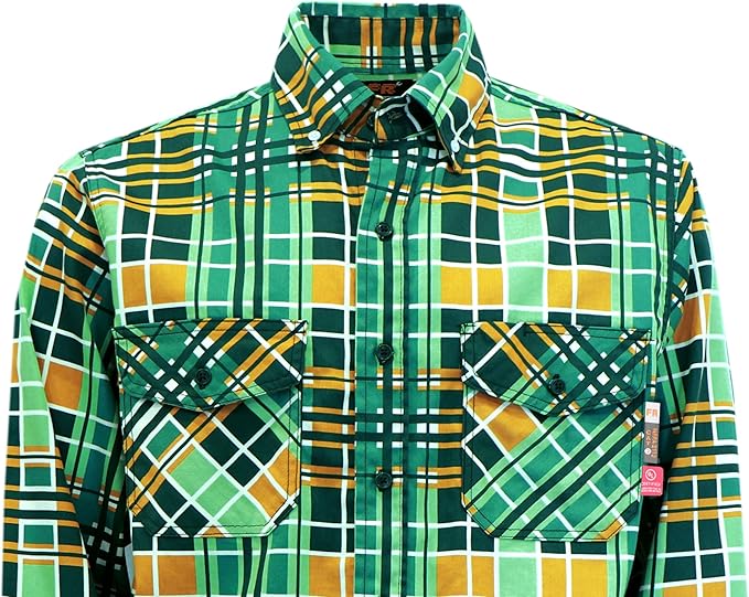 KONRECO FR Shirts for Men 100% Cotton 6.5oz Fire Resistant Lightweight Men's Plaid Work Shirts