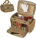 15-Inch Tool Bag Multi-purpose Tool Organizer Bag For Men with Shoulder Strap, Tactical Range Bag Work Tote for Repairman, Carpenters, Handymen (Khaki)