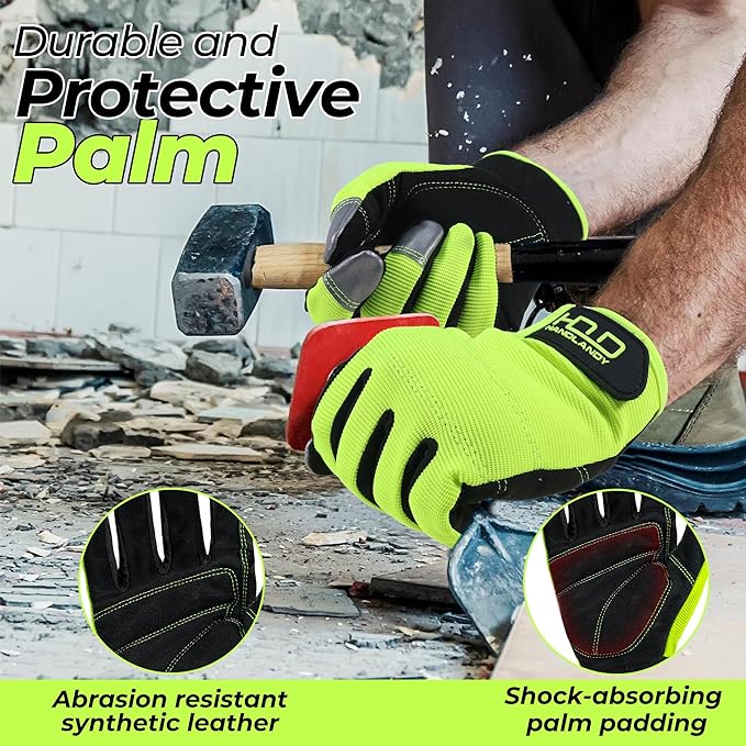 HANDLANDY Work Gloves for Men & Women, Utility Mechanic Working Gloves Touch Screen, Flexible Gardening Gloves for Yard