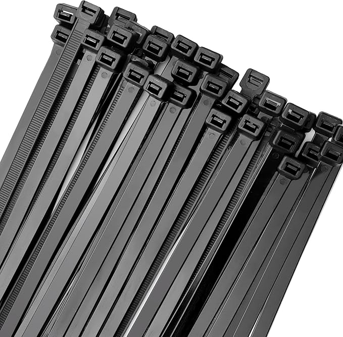 Zip Ties Heavy Duty 16 inch 100 Pack, 175 LBS Tensile Strength, Industrial Large Strong Cable Ties Self-Locking Wire Ties Wraps for Outdoor and Indoor Use - Black