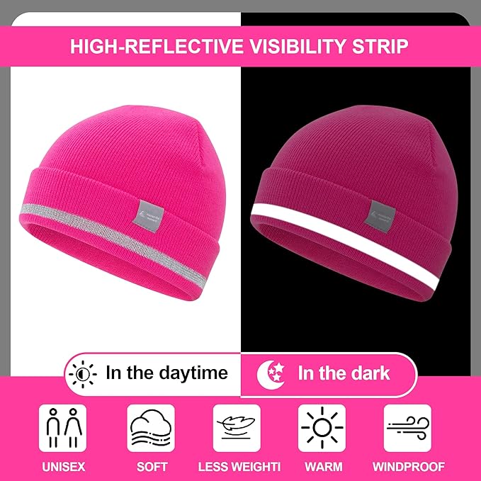 ProtectX High Visibility Safety Beanie, 360-Degree Reflective Comfortable Knit Beanie Headcover Hat, Warming Cap for Work