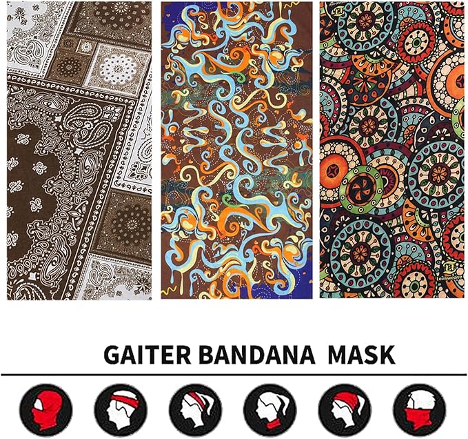 Neck Gaiter Face Cover Bandana Mask Scarf, Breathable Sun& Dust-proof for Cycling Running Fishing Hiking