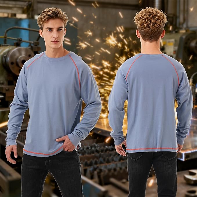 FR Shirts for Men 6 oz Hi Vis Fire Resistant Flame Resistant Long Sleeve Shirts High Visibility Cotton Welding Shirt CAT2