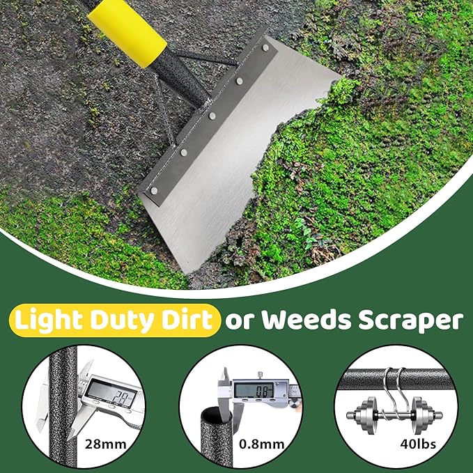 Garden Flat Shovel,Floor Scraper, 88" Long Multifunctional Garden Cleaning Shovel Weeding Tool,Heavy Duty Floor Scraping Tool,Metal Weeding Scraper for Lawn Edging, Snow Ice Removal Scrapers