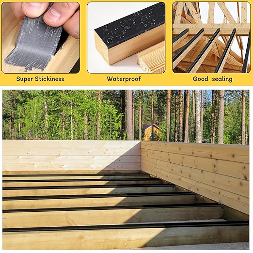 Joist Tape for Decking 2" x 50', 1 Rolls Weatherproof Butyl Sealant Tape - Waterproof and Anti-Corrosion for Extend Deck Life for Wood Joists Beams Roof Rv