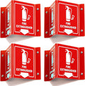 4 PC Fire Extinguisher Signs, 6 Inch Fire Extinguisher Two-Sided Acrylic Projecting V-Sign with Down Arrow, Including Screws