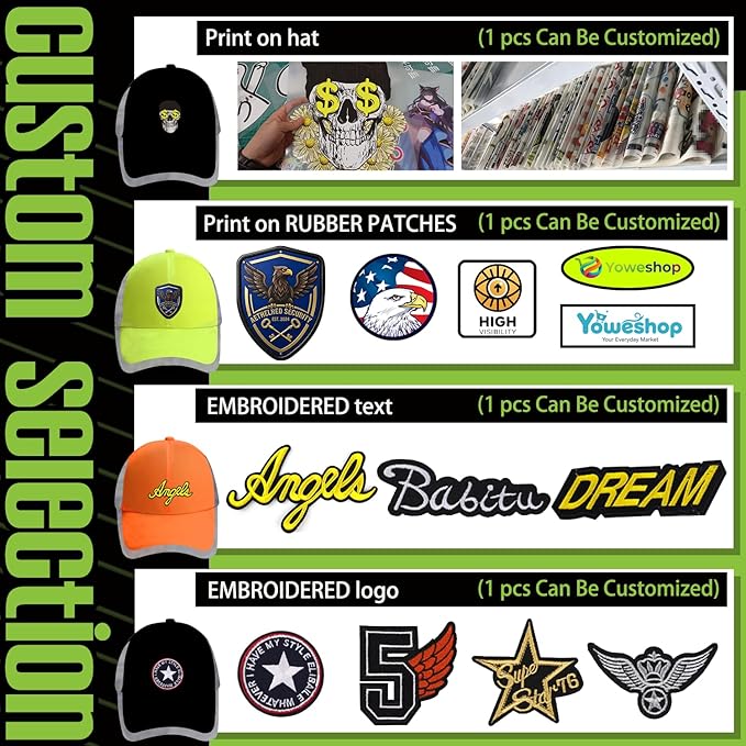 YOWESHOP Reflective Safety Baseball Cap Customize Logo with Removable PE Shell Hi-Vis Safety Work Hat