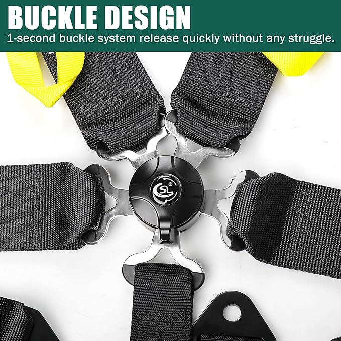 BESTZHEYU 5-Point Racing Harness Set SFI with Ultra Comfort Heavy Duty Shoulder Pads