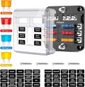 Nilight - 50055F 6 Way Blade Screw Fuse Block 6 Circuits with Negative Bus Fuse Box Holder with LED Indicator ATO/ATC Fuse Panel Waterproof Cover for 12V Automotive Cars Marine Boats RVs Trailers