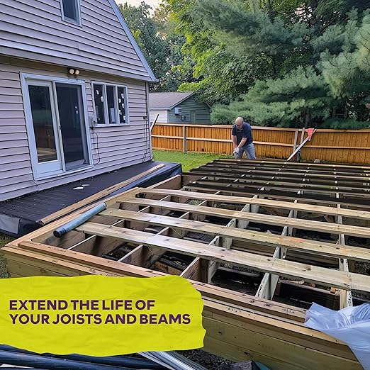 ATack Joist Tape for Decking 2 Inch x 50ft Waterproof, Non-Shrinking Deck Joist Tape 2 Inch - High Tack Butyl Flashing Sealant for Year-Round Protection on Wood, Metal, Composite, Roof Beams