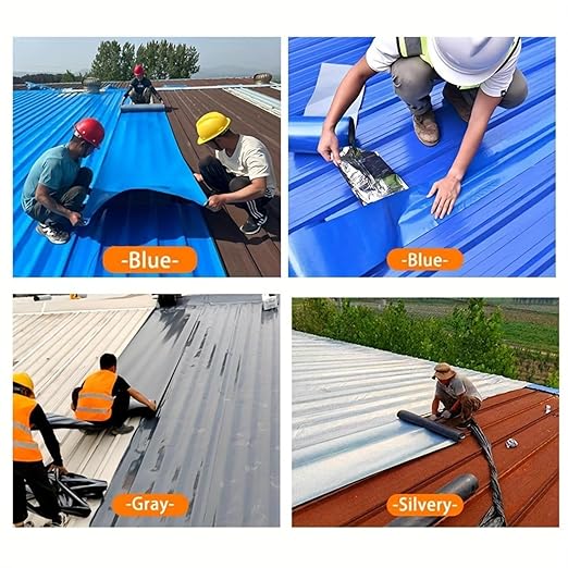 Heavy Duty Industrial roof Waterproof Tape, Suitable for Metal Surfaces, Corrugated Roofs, and Iron Plates - Durable, high-Grade sealant, Industrial roof Maintenance (Blue, 3.94in*196.85in)