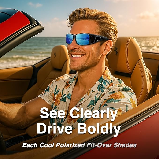 Night Driving Glasses Night Vision Glasses Fit Over Glasses Polarized Anti-Glare UV400 Gift for Men Women