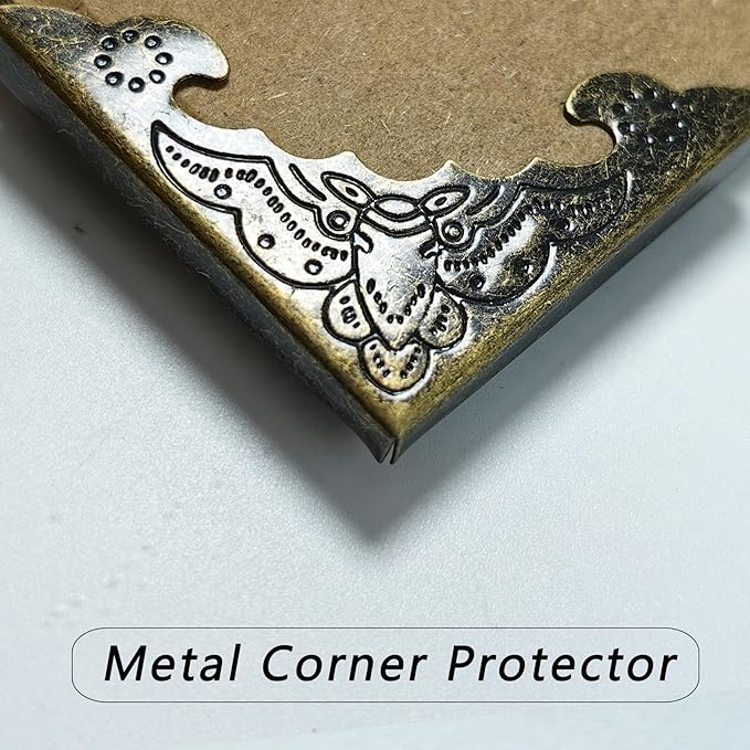 30Pcs Metal Corner Protector, 40mm Corner Protectors, Cabinet Corner Protectors, Decorative Vintage Album Corner Protector, Corner Edge Cover for Book Menu Furniture Table Edge