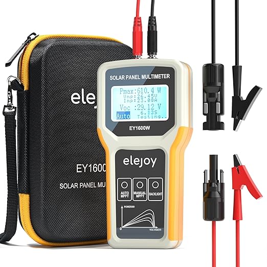 EY1600W Solar Panel Tester, Solar DC/AC Power Meter, Photovoltaic Panel Multimeter, Open Circuit Voltage Auto & Manual MPPT, Max. Power Point Voltage/Current, Backlit LCD Display