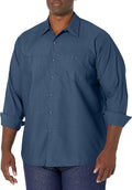 Red Kap Men's Long Sleeve Industrial Work Shirt | Moisture Wicking Button Up, Wrinkle Resistance Fights Fading & Stains