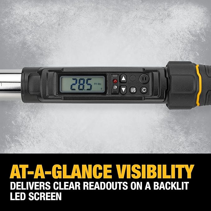 DEWALT Digital Torque Wrench, 1/2 inch Drive, 50-250 FT-LB, with Storage Case (DWMT17060)