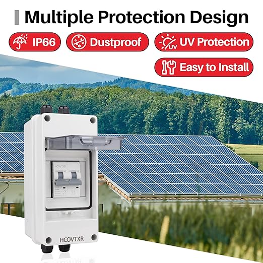 Solar Panel Disconnect Switch 30A 550V,Miniature Circuit Breaker with IP65 Breaker Box IP65 Outdoor Waterproof Disconnect Box for RV, Solar Panel(30A 550V)