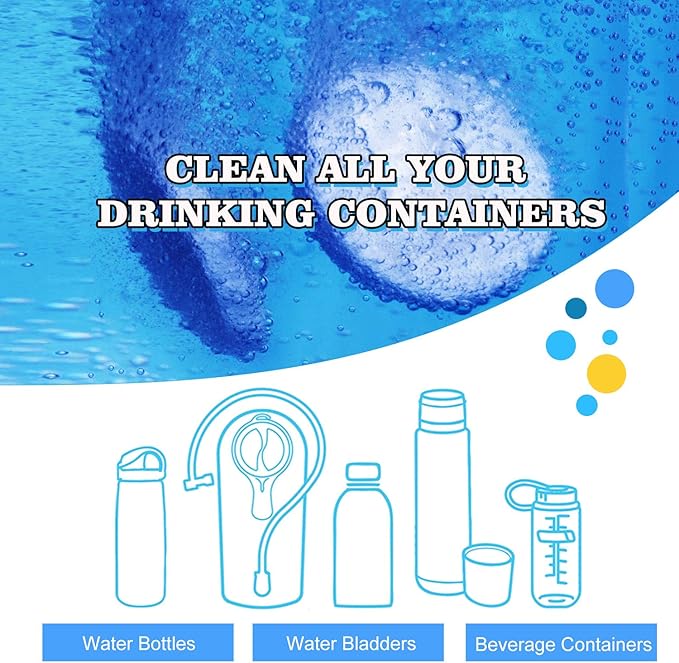 TAGVO 36 Pack Cleaning Tablets for Hydration Bladder - All Natural, Odor Free, Easy Removes Stubborn Stains Cleaning Tabs for Water Reservoir, Sport Water Bottles, Water Bladder, Hydration Backpack