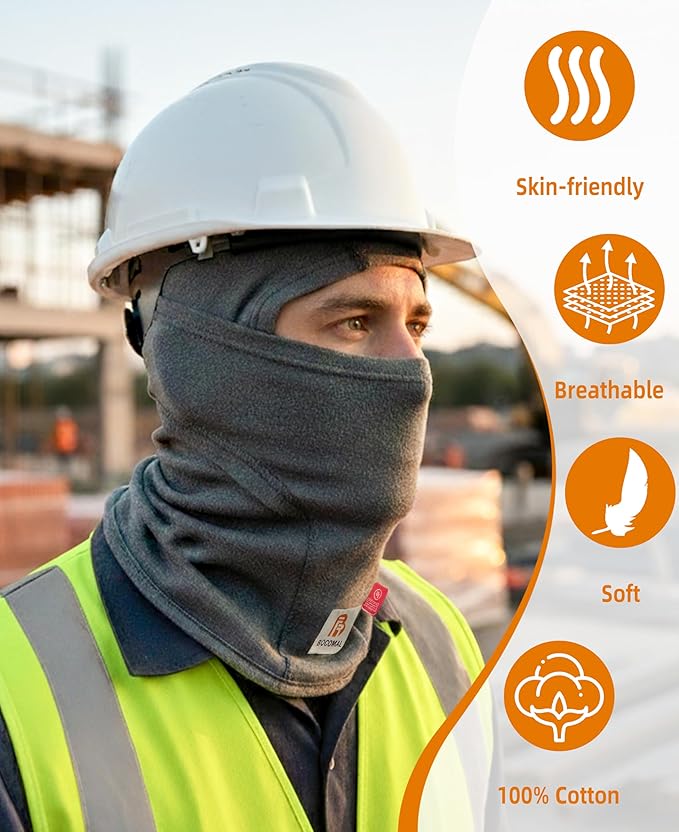BOCOMAL FR Flame Resistant Balaclava Face Mask Arc Rated NFPA2112 CAT2 Helmet Liner Covering Hood for Welding