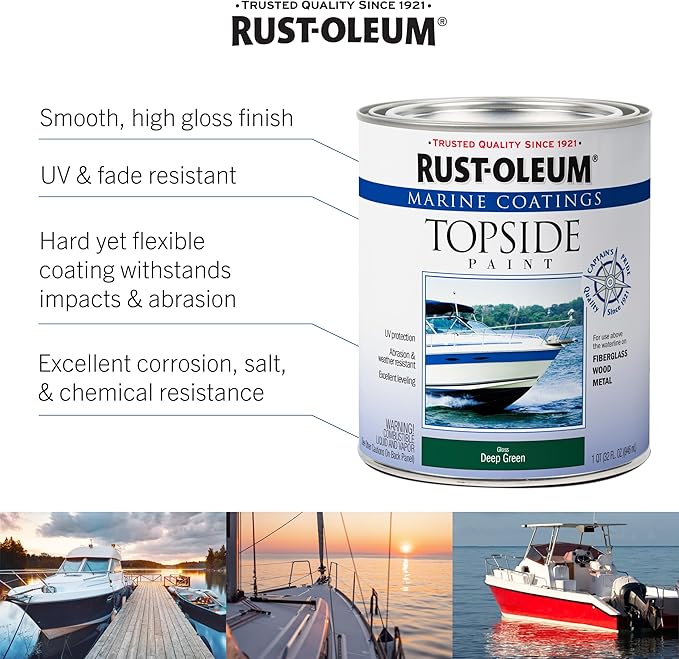 Rust-Oleum 207001-4PK Marine Coatings Topside Paint, Quart, Oyster White, 4 Pack