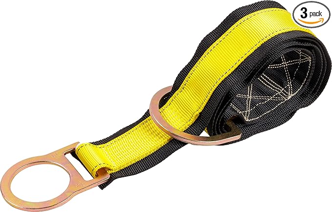 Palmer Safety 3-Pack 3 Ft Cross Arm Strap, 3"" Wide Beam Straps Choker w/Large & Small D-Ring, ANSI OSHA Anchorage Sling Fall Protection Lanyard, A36806.3