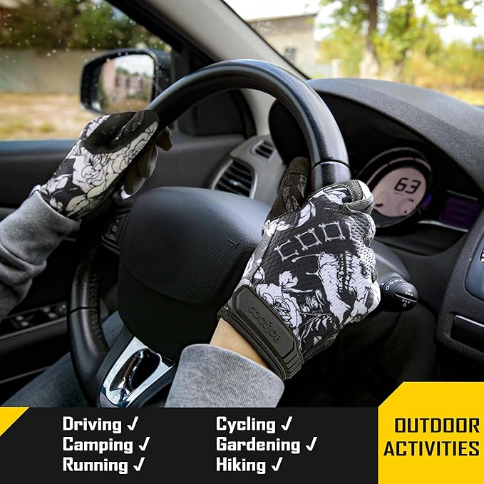 COOLJOB Mechanic Safety Work Gloves, Enhanced Anti-Slip Grip Tactical Gloves, Touchscreen, Breathable, Ultra-Soft, S-XL