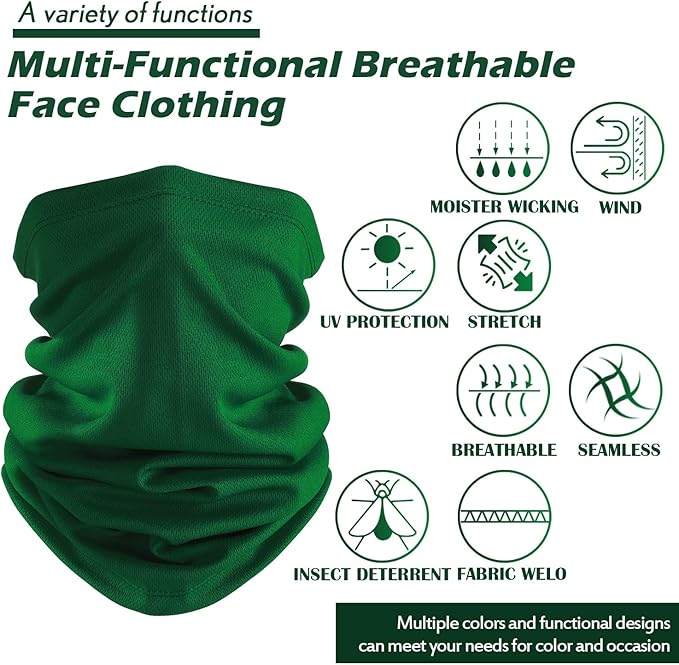 Geyoga 6 Pieces Summer UV Protection Cooling Neck Gaiter Face Clothing Neck Gaiter Mask Scarf Sunscreen Breathable Bandana