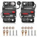 300Amp Circuit Breaker DC 12V-48V for Marine Boat Trolling Motor Automotive RV Trailer Car Solar System Battery Disconnect with Manual Reset Switch, IP67 Waterproof (Pack of 2)