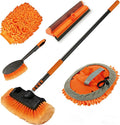 12FT Car Wash Brush with Long Handle, Car Cleaning Kit with Soft Bristle Wash Brush, Microfiber Cleaning Mop, Window Squeegee, Mitt, Wheel Brush for RV, Truck, Boat, House Siding