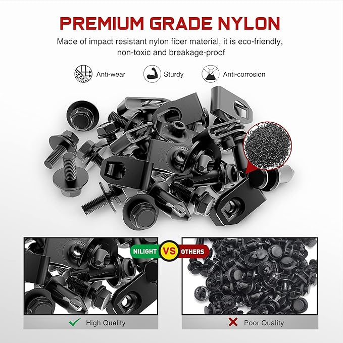 Nilight 35PCS Engine Under Cover Splash Shield Guard Body Bolts Bumper Fender Liner Push Retainer Fastener Rivet Clips Extruded U-Nuts for Infiniti G35 G37 FX35 FX45 EX35 Nissan 370Z 350Z