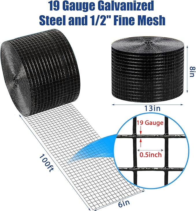 Solar Panel Bird Guard,8in x100ft Critter Guard for Solar Panels with 80pcs Fastener Clips,PVC Coated Critter Guard with Gloves and Pliers,1/2in Pigeon Solar Panel Mesh for Bird Proofing